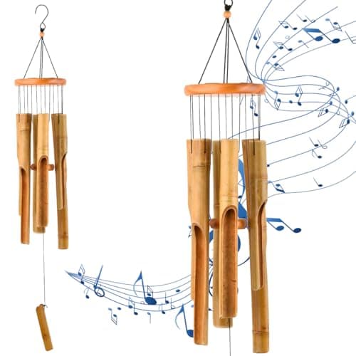 Image of OctBird Bamboo Wind Chimes for Garden, Bar Wind Chimes, Windchime Gifts for Grandma,32inch Memorial WindChimes for outside Garden, Yard,Patio and Home Décor,Commemorative Gift