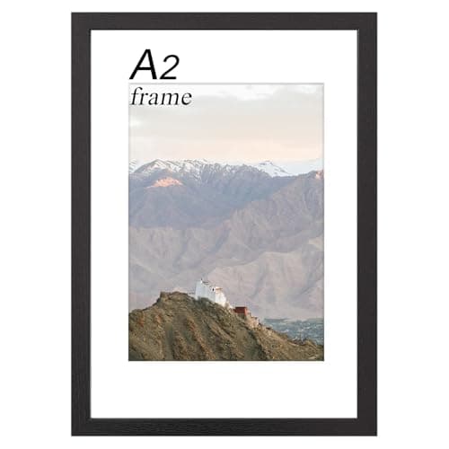 Image of RUN HELIX A2 Frame- 42x59.4 cm Solid Wood, A2 Picture Frame A2 Black Frame with Plexiglass, A2 Frames for Wall Mount, Picture Frames for Family Display Pictures Wall Gallery Photo Frames(Black)