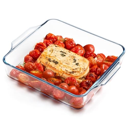 Image of NUTRIUPS Square Glass Baking Dish 19cm Small Oven Proof Dishes Borosilicate Glass Oven Dish Small Casserole Dish, 1.3L