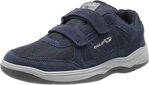 Image of Gola Mens Navy Blue Touch Fastening Real Suede Leather Wide Fit EE Trainers 10 UK