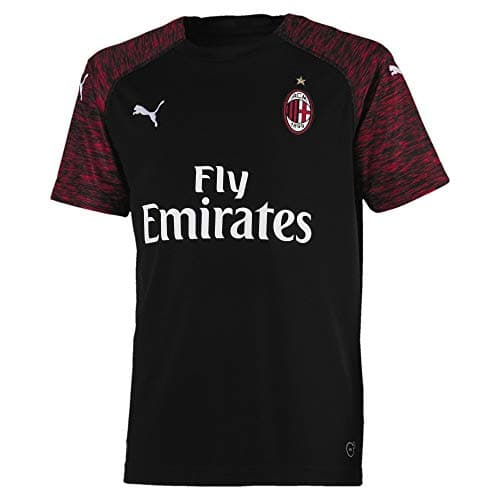 Image of PUMJV|#Puma Kids AC Milan THIRD Shirt Original SS KIDS with Sponsor Logo Jersey - Puma Black-Tango Red, 128