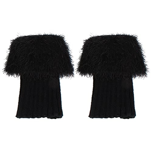 Image of LA HUATE Women's Faux Fur Boot Cuff Socks Soft Knitted Leg Warmers Stretchy Boot Toppers
