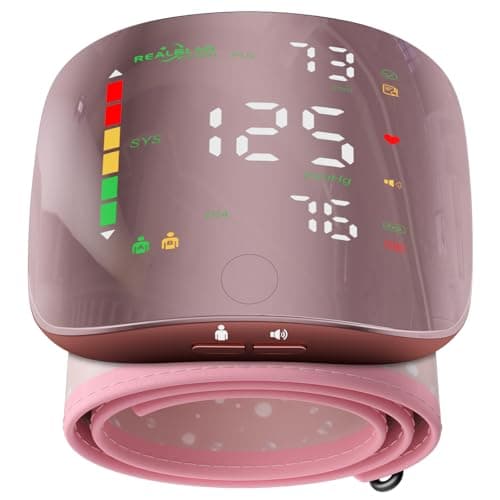 Image of Wrist Blood Pressure Monitor with Led Touch Screen -Adjustable Wrist Blood Pressure Cuff from 5.1 inches to 9.3 inches,Rechargeable Wrist Bp Monitor with 99x2 Reading Memory and Carrying Case(Pink)