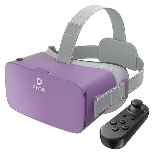 Image of DESTEK V5 VR Headset for Phone w/VR Gamepad, 128 Premium VR apps Included, Anti-Blue Eyes Protected HD Lenses, 110° FOV Virtual Reality Headsets for iPhone, Android Phone