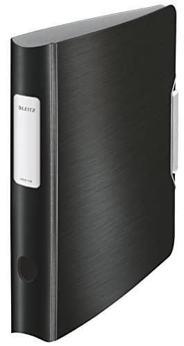 Image of Leitz Lever Arch File, Satin black, A4, Curved spine 6.5 cm width, Elastic fastening, Light polyfoam, Style Range, 11090094