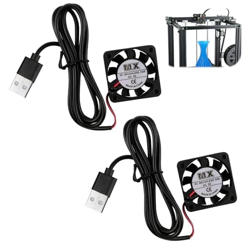 Image of Pack of 2 Mini Cooling Fans, 40 x 40 x 10 mm DC 5V USB Small Quiet Fan 4010, Efficient Cooling for Electronic Devices, for 3D Printers, DVRs and Network Devices