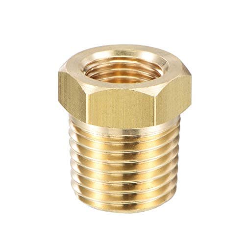 Image of sourcing map Brass Pipe Fitting Reducer Adapter 1/4" BSPT Male x 1/8" NPT Female for Water Oil Air Pressure Gauge Temp Sensor, Pack of 1
