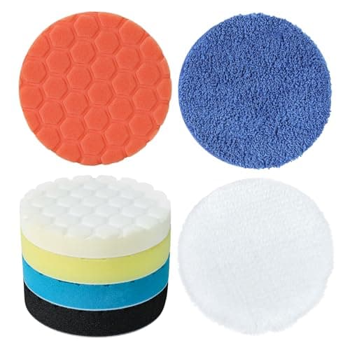 Image of Buffing Polishing Pads 7 Inch - 7Pcs 180mm Face for 7 Inch Backing Plate, Car Compound Buffing Sponge Pads and Woolen Cutting Polishing Pad Kit