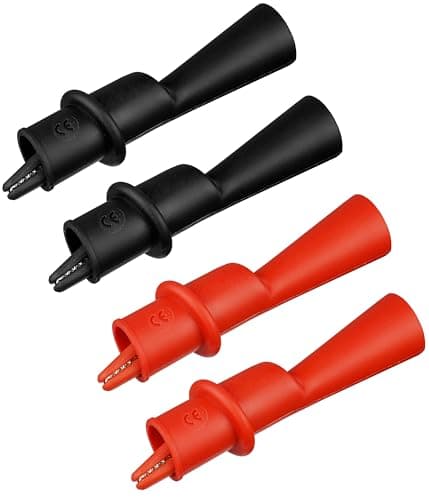 Image of ZIBOO AC175 Threaded Slide-On Alligator Clip Set with Flexible Boots, Compatible with Fluke TL71, TL75, TL175 and TP175 Test Leads (2 Sets)