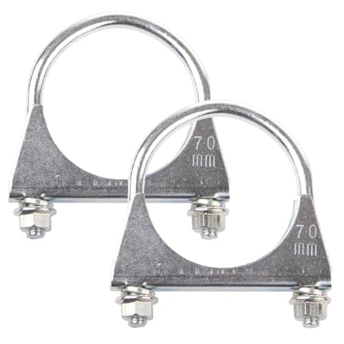 Image of 2 Pcs 70mm Exhaust Clamp, Heavy Duty Exhaust Clamps U Clamps, Special Clamp for Exhaust Pipe U-Shaped Galvanized Pipe Clamp, Exhaust U Bolts for 70mm Diameter Exhaust Tail Pipe Clamps