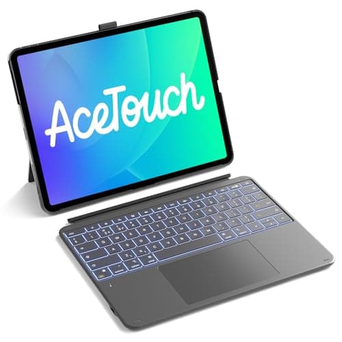Image of Inateck Keyboard Case for iPad Air 13 inch M4 2026/M3/M2, UK Layout Ultralight Backlit Keyboard for iPad Pro 12.9 inch 6/5/4/3 Gen, Large Multi-Touch Trackpad, Detachable, with Pencil Holder, Grey