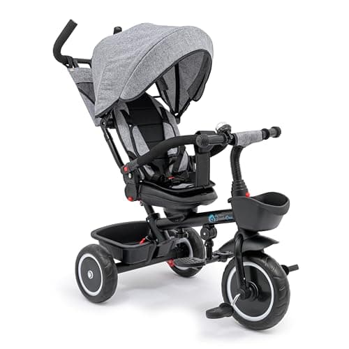 Image of Foryourlittleone Kids Trike V3 Pink Tricycle Baby Push with Parent Handle Bike 9 Months to 5 Years (Grey)