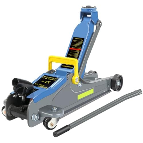 Image of LARBANKE Floor Jack,2.5 Ton Capacity Hydraulic Floor Jack with Portable Handle and Reflective Tape,Low Profile Jack with Single Piston Quick Lift Pump,Lifting from 85mm to 385mm,Blue