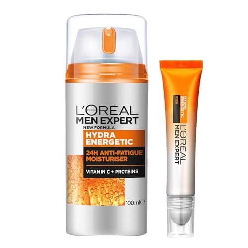 Image of L'Oréal Men Expert Anti-Fatigue Morning Face Care Kit for Men – Hydra Energetic Moisturiser XXL + Hydra Energetic Eye Roll On, Moisturise and Revive Duo, with Vitamin C