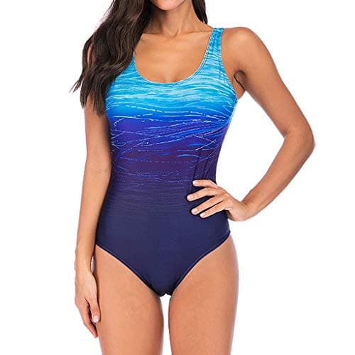 Image of Women's One Piece Swimsuit Tummy Control Swimwear Scoop Neck Padded Swimming Costume Slimming Monokinis Athletic Training Bathing Suit Surfing Swim Set Beachwear Ladies Push Up Swimming Costumes