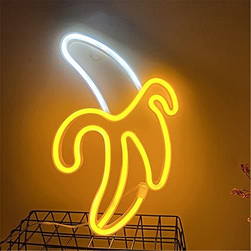 Image of ENUOLI Banana Neon Light LED Neon Sign Wall Neon Light for Home Decor Battery&USB Operated Neon Night Light Neon Light Sign Light Up Sign for Kids Bedroom Party Christmas Wedding