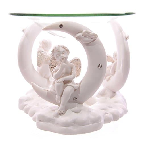 Image of White Cherub & Crescent Moon Oil Burner