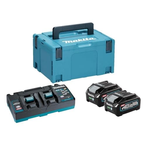 Image of Makita 191U06-6 XGT PowerPack 240V – 40V Max Kit with 2x BL4040 2.0Ah Batteries, DC40RB Twin Port Fast Charger & MAKPAC Type 3 Case for DIY & Professional Use