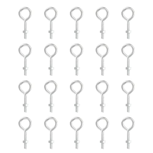 Image of PATIKIL M3x16mm Eye Bolts with Nuts, 20 Pcs Shoulder Swing Lifting Eye Bolt Carbon Steel Threaded Screw Eyebolt for Cables Wires Hanging Lights