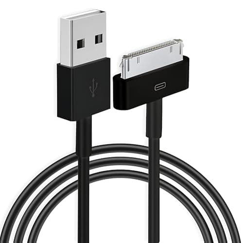 Image of pluX USB Sync and Charging Data Cable for iPhone 4/4s, iPhone 3G/3GS, iPad 1/2/3, iPod, 30-Pin Cables Charger Lead - 2M Black