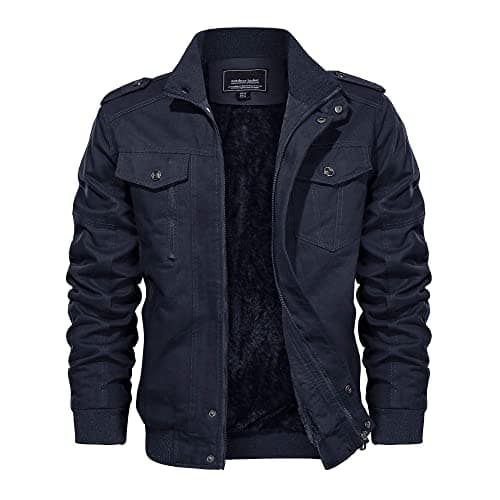 Image of EKLENTSON Men's Casual Thicken Winter Cotton Military Hiking Jackets Windproof Outdoor Coat Windbreaker Navy