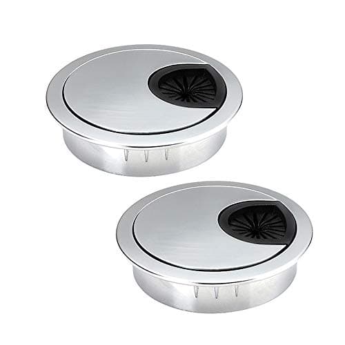 Image of D-Orange 2 Pieces Cable Grommet Metal Cable Pass 56mm Hole Cover Grommet Zinc Alloy Cable Cover Cable Box for Computer Table Office Silver