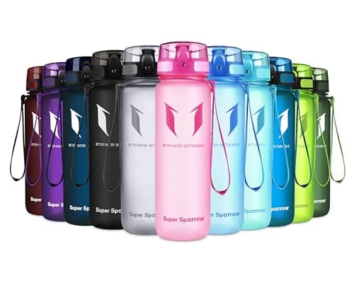 Image of Super Sparrow Sports Water Bottle - 500ml - Non-Toxic BPA Free & Eco-Friendly Tritan Co-Polyester Plastic - For Running, Gym, Yoga, Outdoors and Camping