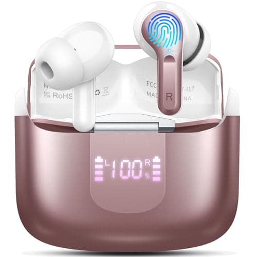 Image of Wireless Earbuds, 50+Hrs 2026 Bluetooth 5.4 Headphones, 3D-Stereo Deep Bass in Ear Buds, 4 ENC Noise Cancelling Mic Earphones, Mini USB-C IP-X7 Waterproof Headset Android iOS for Sports Running Gym