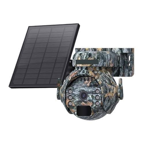 Image of WAFOHSR 4MP 4G Solar Security Cameras WIFI Wireless Outdoor 2K 360° View Animal Monitoring Camouflage Color Battery PTZ Camera High Resolution(WIFI Camera add 32GB)