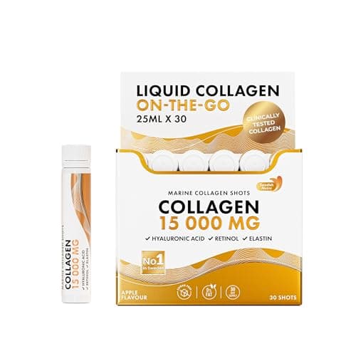Image of Swedish Nutra - Hydrolysed Marine Collagen, 15,000mg Liquid Supplement - 30 x 25ml Daily Shots | Peptides (Type I & III), Hyaluronic Acid, Biotin & Vitamins for Hair, Skin, Nails & Joints | Sugar Free
