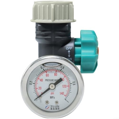 Image of Alanmoship 1 Pack Water Pressure Regulator for Garden Drip Irrigation System with Gauge Copper ABS Manual Adjustment for Home Farm Greenhouse