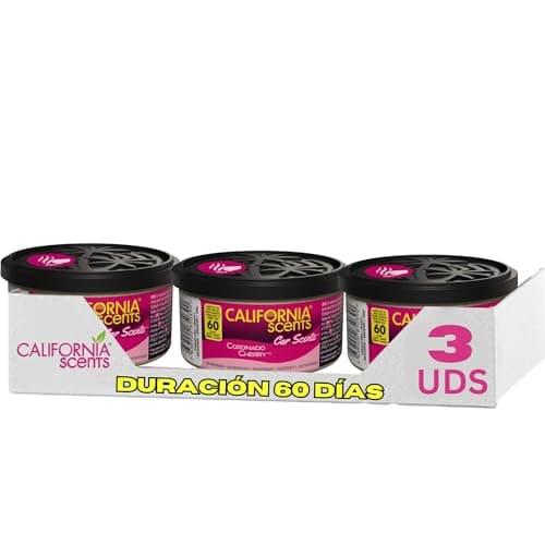 Image of CALIFORNIA SCENTS CCS-307AMAZON Car Scents Coronado Cherry Air Freshener (Pack of 3) Long Lasting Fruity Fragrance, Environmentally Friendly, Light Weight Organic Product, Pack of 3 Canisters