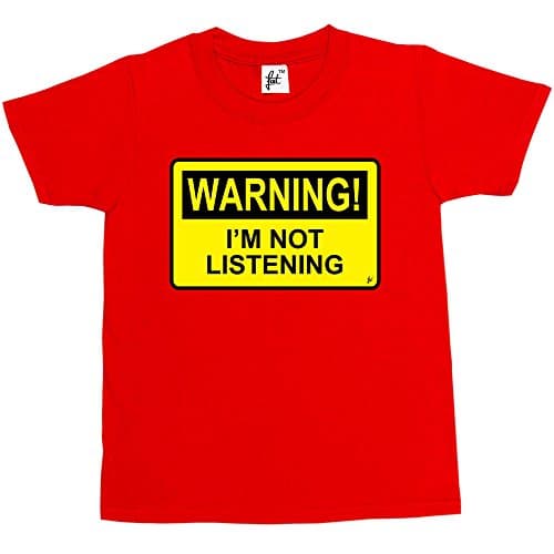 Image of Fancy A Snuggle Warning I'm Not Listening Kids Boys/Girls T-Shirt Red 12-14 Year Old