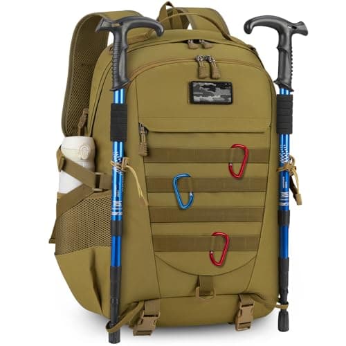 Image of RAINSMORE Military Tactical Backpack Large Hiking Camping Rucksack 40L Water Resistant Molle Hunting Trekking Rucksack Brown