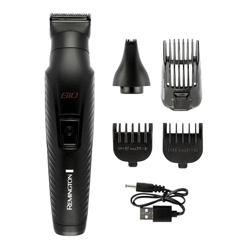 Image of Remington 10-in-1 All-in-One Trimmer, Multi-Grooming Kit for Face, Beard & Hair with 5 Attachments, Nose & Ear Trimmer, Self-Sharpening Blades, USB Rechargeable – PG2100