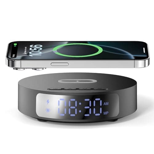 Image of Fast Wireless Charger with Alarm Clock,20W Max Wireless Charging Pad Compatible with iPhone 17/17 Pro/16/15/14/13/12/SE;Wireless Charge Mat for Samsung Galaxy S25/S24/Note,Pixel/LG -Black