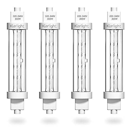 Image of Klarlight 4 PCS R7S Heat Lamp Bulb 300W Gantry Lights Jacketed Food Lamp R7S Heat Lamp Kit Food Safe Lamp 240v Halogen Heat Lamps for Buffets, Catered Event, Warm White