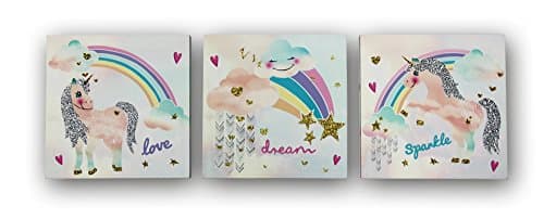 Image of Arthouse, Unicorn Glitter Set of Three Canvas