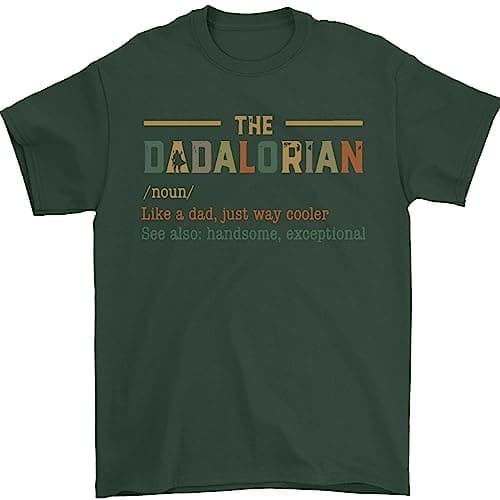 Image of Fathers Day Dadalorian Funny Dad Daddy Mens T-Shirt 100% Cotton Forest Green L