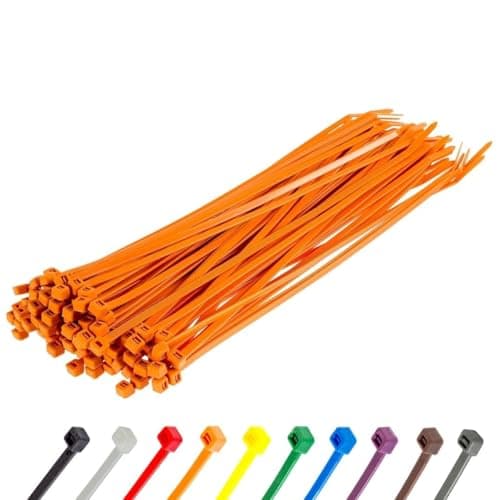 Image of Gocableties Orange Cable Ties, 300mm x 4.8mm, Pack of 100, 12" Premium Nylon Zip Ties, Multi-Purpose Plastic Tie Wraps, Secure Self-Locking Mechanism, for Home, Garden, Office and DIY