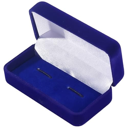 Image of Beebeecraft Plant Velvet Cufflinks Box, Midnight Blue Classic Rectangle Long Cuff Links Storage Box Jewellery Display Tie Clip Holder Packaging Case for Wedding Father's Day Men Valentines Day Gifts