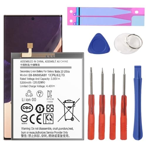 Image of Note 20 Ultra Battery, 5200mAh Upgraded 2024 New 0 Cycle Battery Replacement for Samsung Galaxy Note 20 Ultra 5G SM-N985 N986 N986U with Professional Replacement Tool Kits