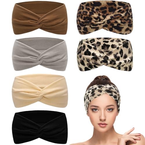 Image of ViEinkaufen 6 Pcs Headbands for Women's Hair, Elastic Head Bands Wide Soft Ladies Headband Boho Fashion Knotted Head Bands Hair Accessories for Women