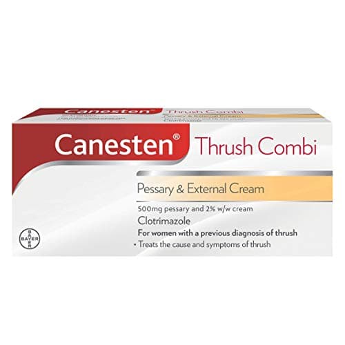 Image of Canesten Thrush Combi Pessary & External Cream for Thrush Treatment | Clotrimazole | Two-Step Complete Relief Thrush Treatment