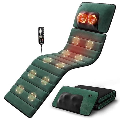 Image of Himouta Soft Full Body Massage Mat with Heat, Massage Pad with Detachable Neck Massager, 10 Motors Vibrating Mattress for Relaxation, Foldable Design for Home Office Use