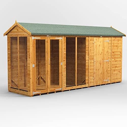 Image of Powersheds High Grade Premium Apex Summer House Combined with 6 ft Storage Wooden Shed with Security Features, PVC Window Sills, Door & Window Flexibility, Extra Thick Timber & Toughened Glass