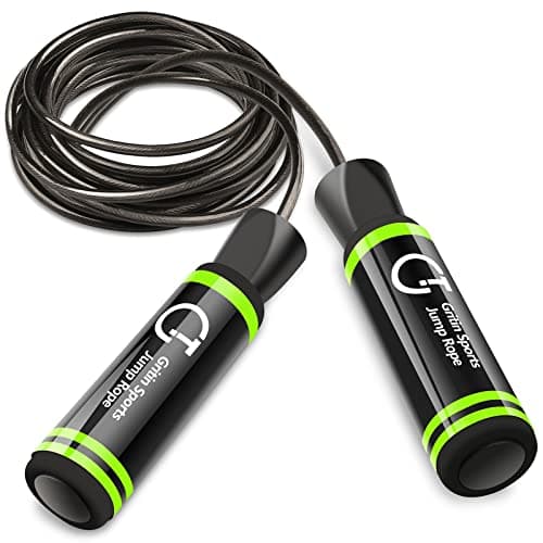 Image of Gritin Skipping Rope, Speed Jump Rope Soft Memory Foam Handle Tangle-free Adjustable Cord&Rapid Ball Bearings Fitness Workouts Fat Burning Exercises Boxing for Adults- Length Adjuster Included.
