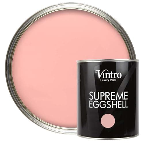 Image of Vintro Paint | Pink Eggshell Paint | for Walls | Wood | Trim | Satin Furniture Paint | Interior & Exterior Use. 1 Litre (Dancing Salmon - Pink)