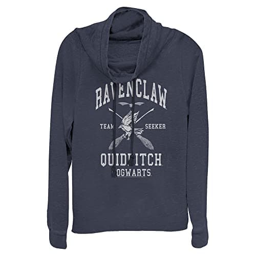 Image of Harry Potter Deathly Hallows Ravenclaw Quidditch Seeker Women's Fast Fashion Cowl Neck Long Sleeve Knit Top, Navy Blue, 3X-Large