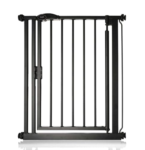 Image of Safetots Pressure Fit Self Closing Stair Gate, Narrow, 68.5cm - 75cm, Matt Black, Auto Closing Baby Gate, Safety Barrier for Toddler, Easy Installation